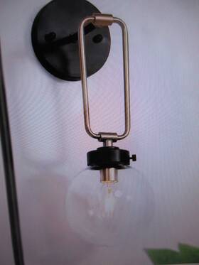 G72abbhd23963nj Globe Uolfin 14.5 In Transitional Bathroom Wall Sconce 1-light Black And Brass Light