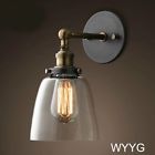 Glowry Modern Clear Glass Shade Rh Brass Arm Wall Sconce Lamp Fixtures E27 For Led 714046802077
