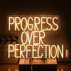 Gnvetzll 725833403698 Progress Over Perfection Neon Sign For Wall Decor Dimmable Warm White Words L