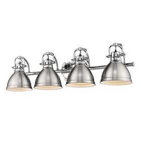 3602-ba4-ch-pw Golden Duncan 4-light Bathroom Vanity Light In Chrome