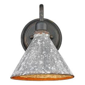 0877-1w Golden Lighting Jasper 10 Inch Tall Wall Sconce - Antique Black Iron /