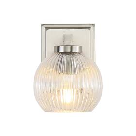 3094-ba1 Golden Lighting Elliott 8 Inch Tall Bathroom Sconce - Pewter / Ribbed Clear