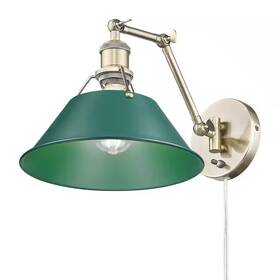Golden Lighting 313102170169 Orwell Articulating Wall Sconce In Aged Brass With Pine Green