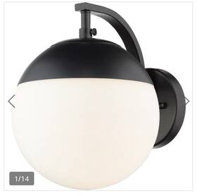 3218-1wblk-blk Golden Lighting Dixon Sconce Black/opal Glass And Black Cap - 3218-1wblk-blk Golden Lighting Dixon Sconce Black/opal Glass And Black Cap -