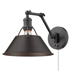3306-a1w Golden Lighting Orwell 9 Inch Tall Hardwired Or Plug-in Wall - Matte Black