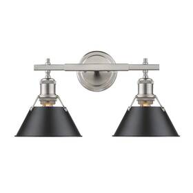 3306-ba2-pw-blk Golden Lighting Orwell 18.25 Inch 2-light Bath Vanity In Pewter With Black