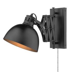 3824-a1w Golden Lighting Blk-blk Hawthorn - 1 Light Articulating Wall