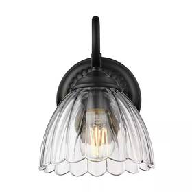 6952-1wblk-clr Golden Lighting 6952-1w Audra 1-light Wall Sconce Matte Black/clear Glass -
