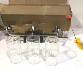 7011-ba3 Golden Lighting Winslett 3-light Pewter Vanity Light Clear Ribbed Glass