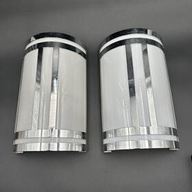 G3336-ch-l Good Earth Vintage Pair Of Lighting Polished Nickel Sconces White Shade 13 Inch X 8