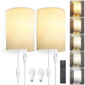 B0bg4v2rsd Goodate Plug-in Wall Sconces Stepless 2700-6500k Dimming Remote/switch Control