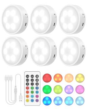 Gdcl006 Goodea.fun Puck Lights With Remote 13 Rgb Colors Led Under Cabinet Light Rechargeable
