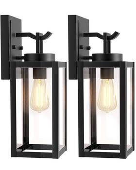 6952 Goodea.yard 2 Pack Outdoor Light Fixture Black Porch Lights With Toughened Glass 14 Inc