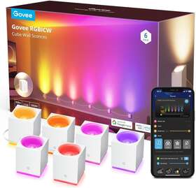 H6088 Govee Cube Wall Sconces - Smart Rgbic Led Lights 6-pack Color Changing