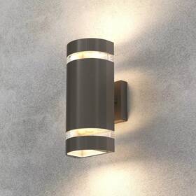 Greenlighting 719034344638 12 Pk Led Half Cylinder Up/down Black Metal 5w Outdoor Double Sconce Light