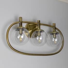 Griggs Wl1145 Mid Century Modern 3 Light Antique Brass Wall Sconce Globe Bathroom Vanity