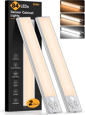 5-brightness Gritin G1358 Under Cabinet Lighting- 84 Led Super Bright 3-color And 4 Mode