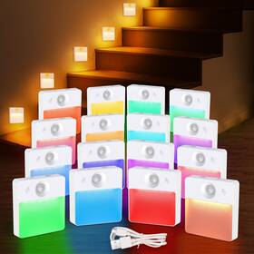0003b3 Guankai 16 Pack Rechargeable Motion Sensor Stair Light For Indoor Rgbw Battery Opera