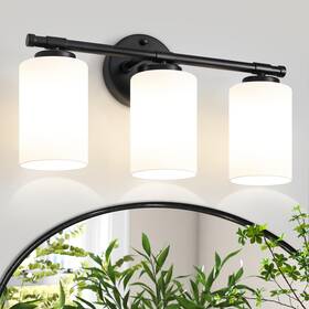 Bd-05-3l Gzbeini Black Bathroom Light Fixtures 3-light Vanity With A White Fros