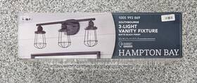 1005993869 Hampton Bay Southbourne 3-light Matte Black Vanity Light 22 Inch Steel Cage Frame