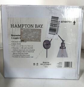 1007485761 Hampton Bay Stonedale 1-light Brushed Nickel Plug In/hardwire Swing Arm Lamp