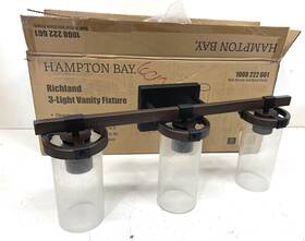 1008222661 Hampton Bay Richland 24 Inch 3-light Dark Bronze And Black Vanity Light New