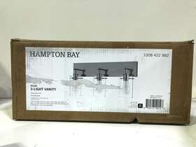 1008422882 Hampton Bay Regan 21 Inch 3-light Plated Gold Vanity Light Clear Glass New
