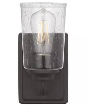 1014hbmbzdi Hampton Bay Hb Evangeline 4.5 Inch 1-light Matte Black Farmhouse Bathroom Vanity Light With Glass