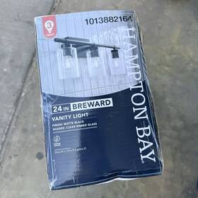 Hampton Bay 192968030837 New 24 Inch 3-light Matte Black Bathroom Vanity Light