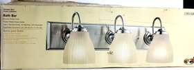 370-261 Hampton Bay 261 568 Tavish 3 Light Brushed Nickel Bath Bar Glass Open Box