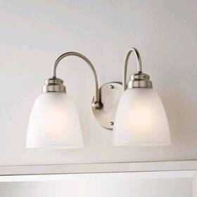 445997 Hampton Bay Hamilton 2-light Vanity Wall Fixture Brushed Nickel Led Cfl