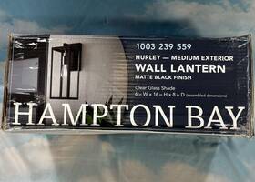 44833 Hampton Bay Hurley Modern 1-light Matte Black Hardwired Outdoor Wall Lantern