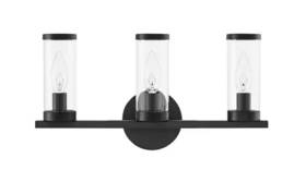 Hampton Bay 736916718073 Loveland 3-light Vanity Light Fixture Black Finish With Clear Glass