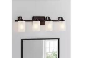 Hampton Bay 940500321486 H D Insdale 4-light Matte Black Modern Vanity Light With Metal Shades