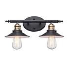 Hd-8002 Hampton Bay Bathroom Vanity 2-light 60w With Metal Shade In Black And Brass