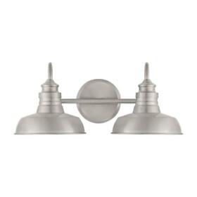 Hb3671-35 Hampton Bay Bathroom Vanity Light With Metal Shades 18.25inch 2-light Brushed Nickel