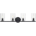 1024hbmbdi Hampton Bay Champlain 31.5 In. 4-light Matte Black Vanity Light With Clear Glass