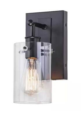 Ds19072 Hampton Bay Vanity Light Regan 4.5 Inch 1-light Espresso With Clear Glass Shade