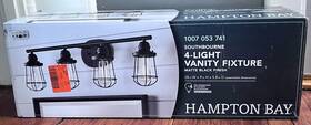 Dshd19522w Hampton Bay Southbourne 28 Inch 4-light Matte Black Vanity Light With Steel Cage Frame