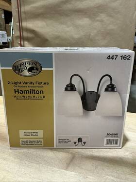 Efg1392a Hampton Bay Efg1392a/orb Hamilton 2-light Oil Rubbed Bronze Vanity Light With Frosted Glass
