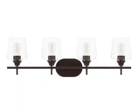 Gs-w041401bz Hampton Bay Pavlen 4-light 33 Inch Bronze Bath Vanity Light With Clear Glass Shades