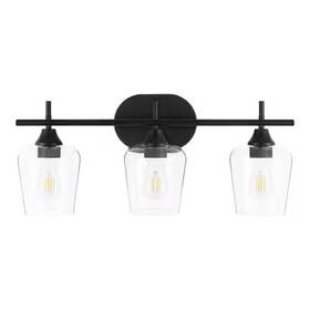Gs-w070807bk Hampton Bay Pavlen 24 Inch 3-lights Black Vanity Light With Clear Glass Shade
