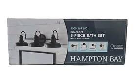 Hb3672-43kt Hampton Bay Elmcroft 29 Inch 3-light Matte Black Vanity Light With 4-pcs Accessory Kit