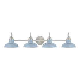Hb3674-339 Hampton Bay Elmcroft 38 Inch 4-light Brushed Nickel With Slate Blue Light