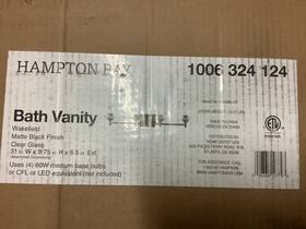 Hb3682-43 Hampton Bay Wakefield 31 Inch 4-light Matte Black Bath Vanity Light