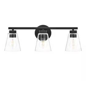 Hd32661c3 Hampton Bay Eastburn 22 Inch 3-light Matte Black Vanity Light Clear Glass Shades
