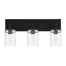 Dshd19574v2 Hampton Bay Regan 21 In. 3-light Matte Black Bathroom Vanity Light Clear Shades Dshd19574v2 Hampton Bay Regan 21 In. 3-light Matte Black Bathroom Vanity Light Clear Shades
