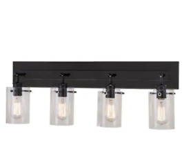 Ds19069 Hampton Bay Regan 29.13 In 4-light Espresso Vanity Light With Clear Glass Shades