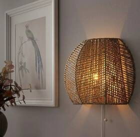 005.057.12 Handmade Ikea M Nalg Wall Lamp Sedge Handmade/natural Material 11x 14 Inch New Manalg