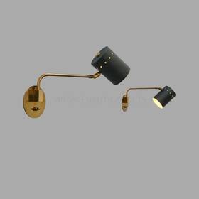 Hmlh-15 Handmadelightinghub Set Of 2 Mid-century Modern Brass Wall Sconce - Adjustable Black Accent Light